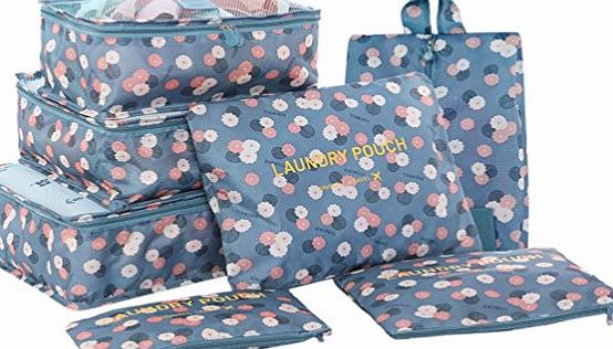 HiDay 7 Set Travel Cube System - 3 Packing Cubes   3 Pouches   1 Premium Shoes Bag - Perfect Travel Luggage Organizer