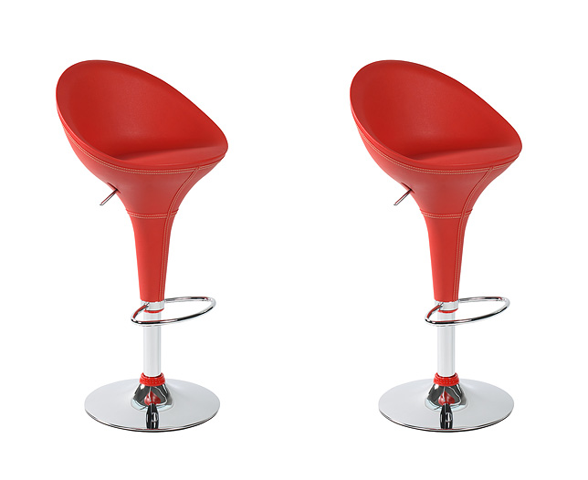 high Back Leather Bar Stool x 2 Red and Red Save