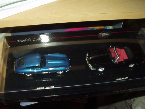 High Speed Jaguar E Type Coupe - Blue & Jaguar XJS Black (1:43 Scale)