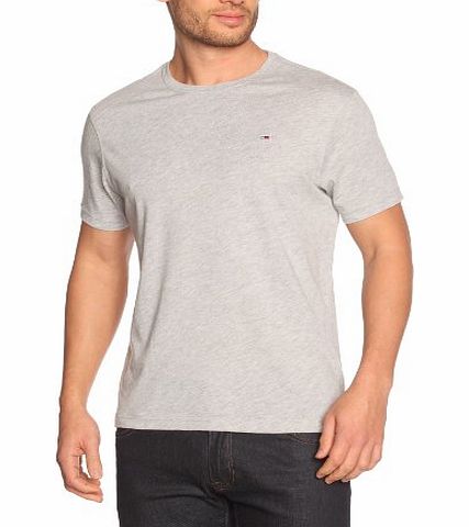 Hilfiger Denim Mens Crew Neck 1/2 Sleeve T-Shirt - Grey - Grau (038 LIGHT GREY HEATHER) - 48 (Brand size: M)