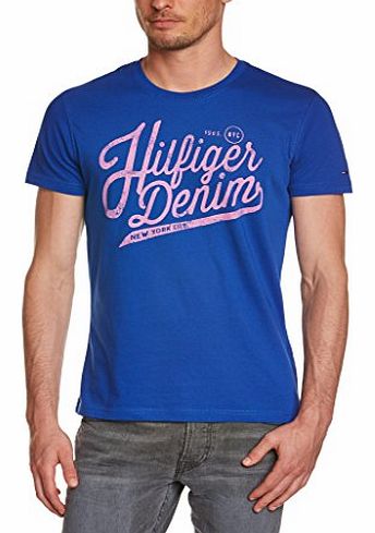 Hilfiger Denim Mens Federer Crew Neck Short Sleeve T-Shirt, Blue (Surf The Web), Medium