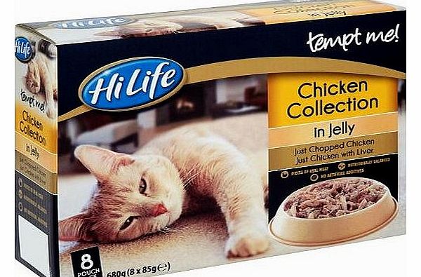 HiLife Tempt Me! Cat Food Chicken Collection in Jelly 32 x 85g Pouches (Pack of 4)