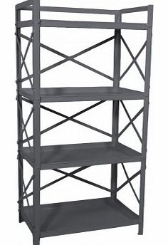 Hindigo Metal bookcase with 4 shelves Dark grey `One size