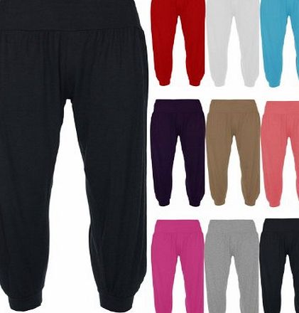 Women Plain Harem Hareem Ali Baba Trousers bottom Full Length baggy leggings (L/XL (16-18), BLACK)