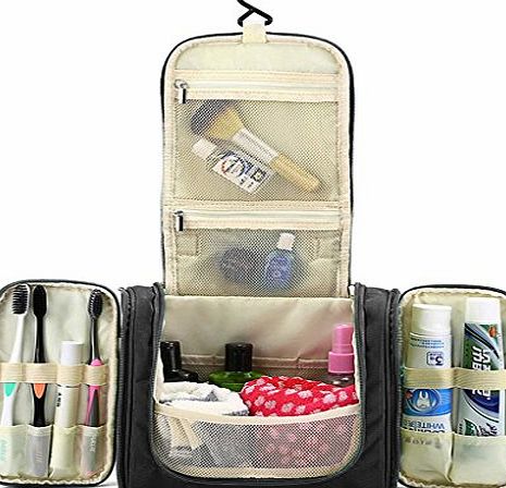 Hipiwe Travel Toiletry Bags Organizer for Women Cosmetic Makeup or Men Shaving Kit Washable (Black)