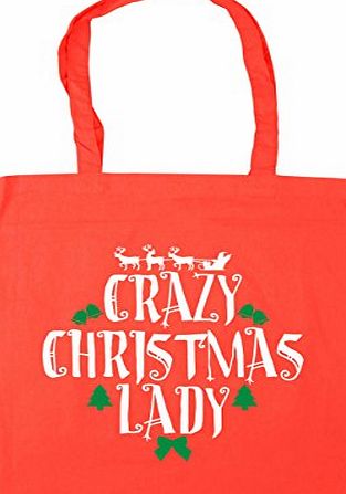 HippoWarehouse Crazy Christmas lady Tote Shopping Gym Beach Bag 42cm x38cm, 10 litres