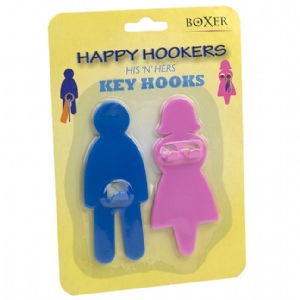 His n Hers Key Hooks - Happy Hookers Key Holder
