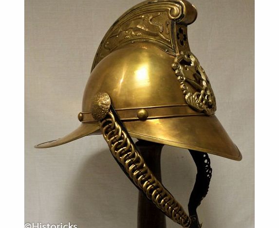 Historicks Antique British Firemans Helmet - Hand Made Brass Replica