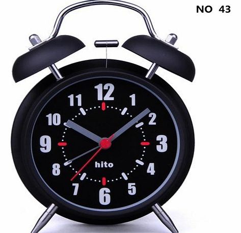 4`` Silent Quartz Analog Twin Bell Alarm Clock with Nightlight and Loud Alarm (NO43)