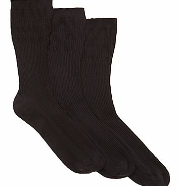 Cotton Socks, Pack of 3, One Size, Black