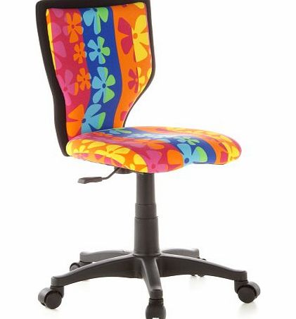 hjh OFFICE  Kiddy Lux 670060 Childrens Desk Chair / Swivel Chair with Flowers Motif Multi-Coloured