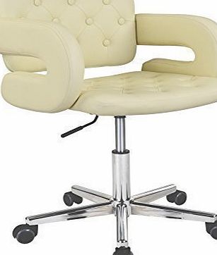 Quality Designer Swivel Leather Office Furnitue Computer Desk Office Chair Cream