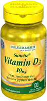 Holland and Barrett Vitamin D3 Tablets 10ug 100