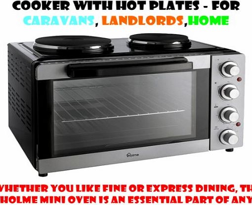 Holme New HolmeG2SMO3001-electric oven and cooker with hot plates silver for caravans,landlords,home etc