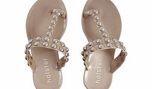 Holster Champagne and silver-tone jelly sandals