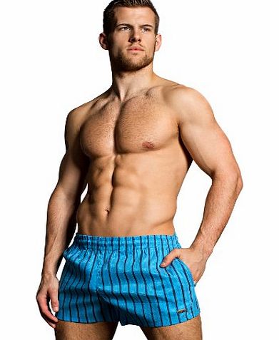 Hom  Cabourg Swim Boxer Short (Waist 36`` - Large, Turquoise/Marine)
