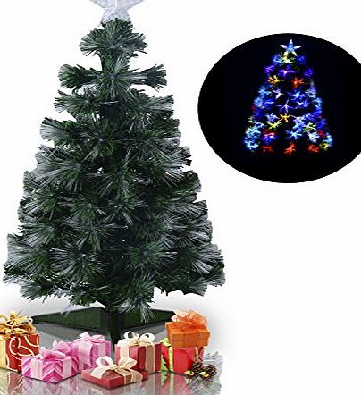 Homcom  3ft 5ft 6ft Optical Fiber Artificial Christmas Tree Xmas Colorful LED Scattered Light Tree (3ft(90cm))