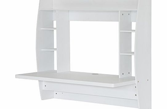 Wall Mounted Floating Desk Home Office Computer Table Study Workstation Furniture With Storage Shelf (White)