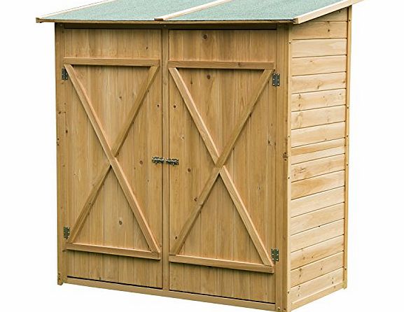 Homcom Wooden Timber Garden Storage Shed - Double Door - 159cm x 140cm x 75cm