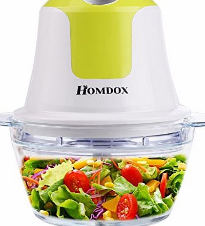 Homdox Mini Multi Chopper Compact Food Processor Blender, 2 Speed Setting, 450W - White/Yellow (Upgraded)
