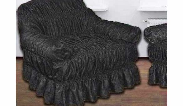 Home Comforts BLACK Jacquard Arm Chair Cover - Universal Elastic Fitting (better than a throw) HC