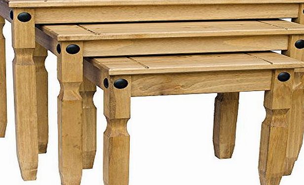 Home Discount Corona Nest Of Tables, Solid Pine Wood