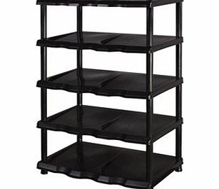 Home Range 5 Tier Black Plastic Shoe Rack Shelf
