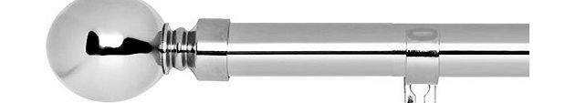 QUALITY METAL CURTAIN POLE 19mm Thickness. 4 LENGTHS. 3 COLOURS.INCLUDES 20+ Rings (Chrome, 300cm)