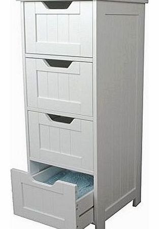 White Storage Cabinet. 4 Large Drawers. Bathroom Or Bedroom.Storage Solution