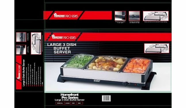 HOMEFRONT PREMIUM RANGE HOMEFRONT 2 in 1 X LARGE PRO-SERIES BUFFET/HOT TRAY FOOD SERVER (EXTRA LARGE CAPACITY 10.5 LITRES)