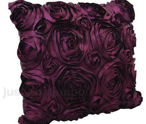 Purple Aubergine Roses Shabby Chic Silk Cushion Covers 18 x 18 inch