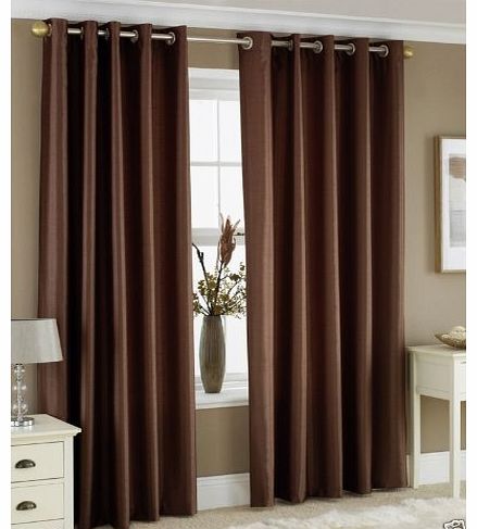 HOMEMAKER BEDDING CHOCOLATE BROWN FAUX SILK LINED CURTAINS WITH EYELET RING TOP 66 x 90``