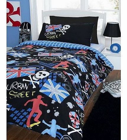 PRINTED URBAN STYLE SINGLE DUVET COVER BED SET