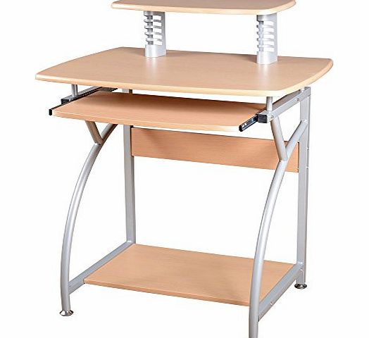 HomePlusDirect Chico Natural Wood And Silver Computer Desk - Office Furniture