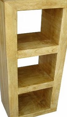 - Dakota - 3 Hole Book Case / Display Shelf / End Table - Oak Finish - 100% Solid Mango Hard Wood - ( No Veneer ) Hand Crafted Furniture