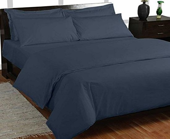 Homescapes 200 Thread Count Ultrasoft - Plain Navy Blue Duvet Cover - Double - 2 Housewife Pillowcases included - 100 Egyptian Cotton, Anti Dust Mite.