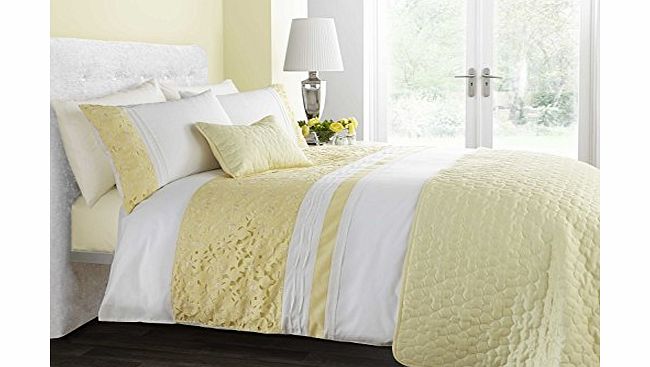 Homespace Direct Traditional Floral Yellow Double Polycotton Duvet Quilt Cover Bedding Bedset NEW