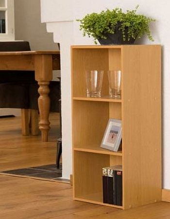 Homestyle 3 Tier Beech Finish Wooden Bookcase Three Shelf Storage Unit 79.5 x 30 x 23.5cm