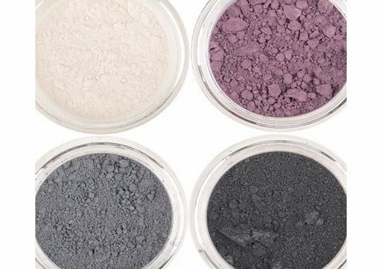 Honeypie Minerals Mineral Eyeshadow - Purple Smoke Collection Set (4 x 1g) Smokey Black, Charcoal Grey, Purple Plum and Pearlescent