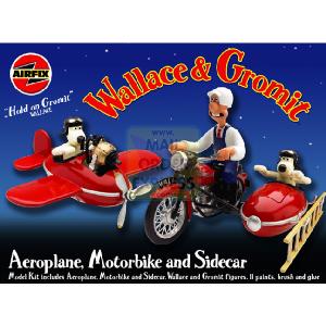 Hornby Hobbies Airfix Wallace and Gromit Aeroplane Motorbike and Sidecar