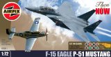 Airfix A50041 Then and Now - McDonnell Douglas F-15 Eagle/ North American P-51D Mustang 1:72 Scale Twin Set Gift Set inc Paints Glue and Brushes