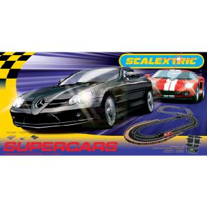 Scalextric Set Supercars Mercedes and Ford GT with Lap Counter