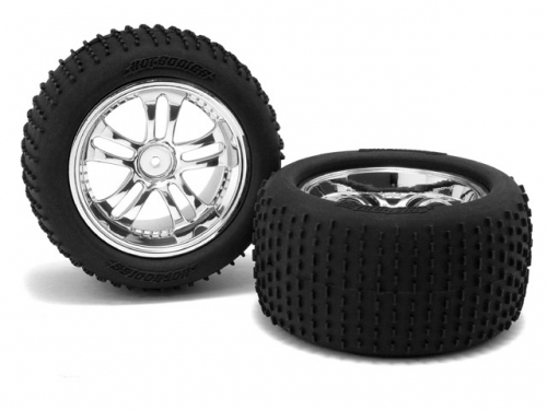 Hot Bodies Minizilla Micro Pin Tyre And Chrome Wheel 1Pr