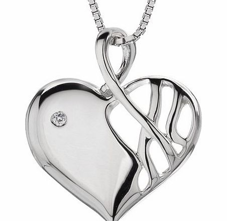 Hot Diamonds Arabesque Eclipse Heart Silver And Diamond Pendant, 41cm   5cm extender