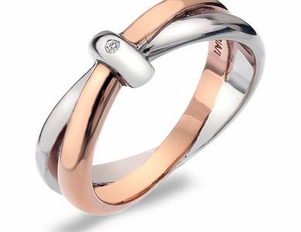 Hot Diamonds Silver and 18ct Rose Gold Vermeil Eternity Interlocking Ring - O