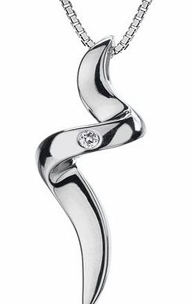 Spiral Silver And Diamond Pendant 41 cm + 5 cm extender