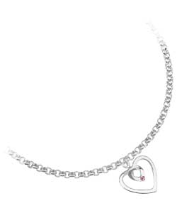 hot Gems Sterling Silver Pink Heart Bracelet
