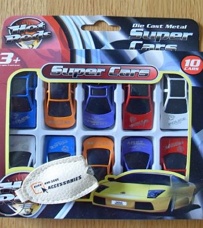 Hot Rods Toy Cars - 10 PACK. Die Cast Metal Super Cars. 10 Pack Bundle. Hot Rods. For Ages 3  **Limited Stock**