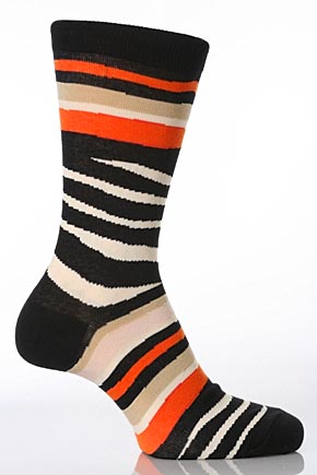 Ladies 1 Pair Hot Sox Abstract Zebra Stripe Socks In 2 Colours Black
