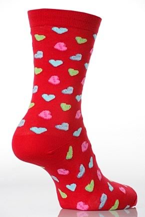 Ladies 1 Pair Hot Sox Candy Hearts Socks In 3 Colours Red